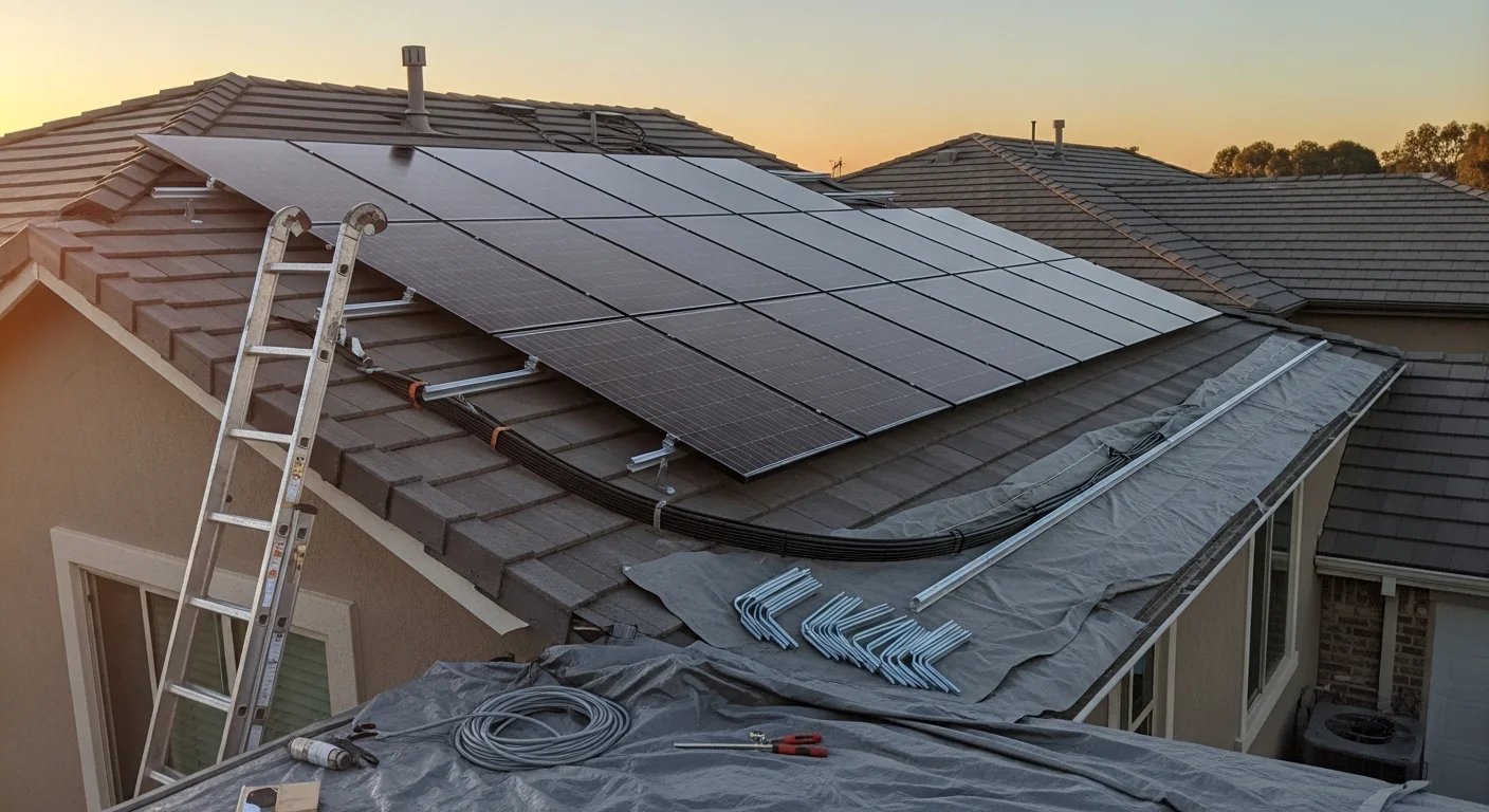 Solar panels installed on residential roof in Texas
