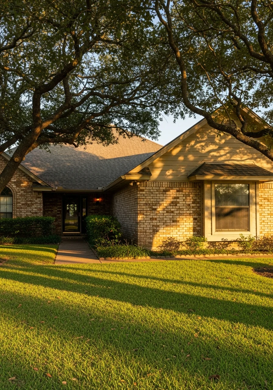 Detail of a Victoria home's exterior showing local architectural style and mature landscaping.